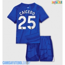 Camisa de time de futebol Chelsea Moises Caicedo #25 Replicas 1º Equipamento Infantil 2025-26 Manga Curta (+ Calças curtas)